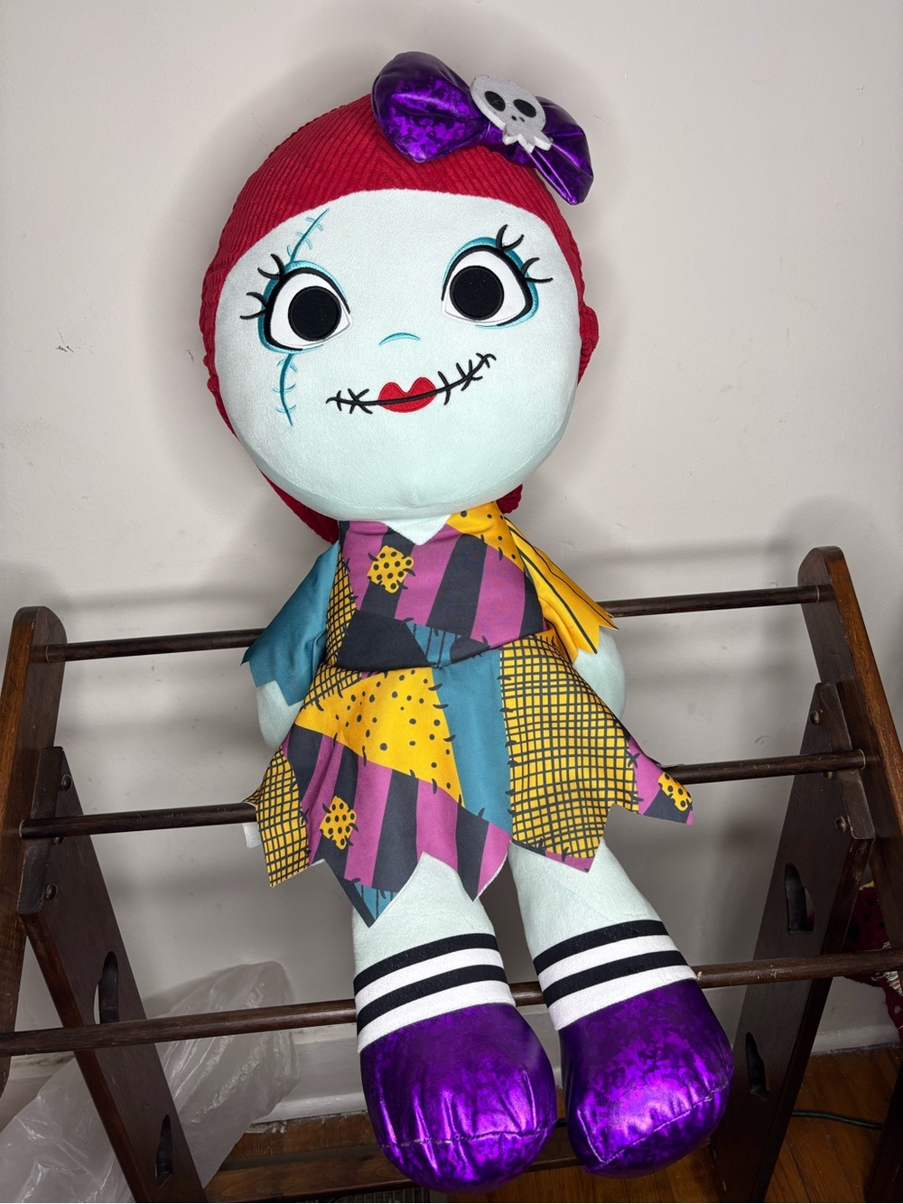 Sally Patchwork Dress Plush Doll - Teal, Purple, Red & Yellow